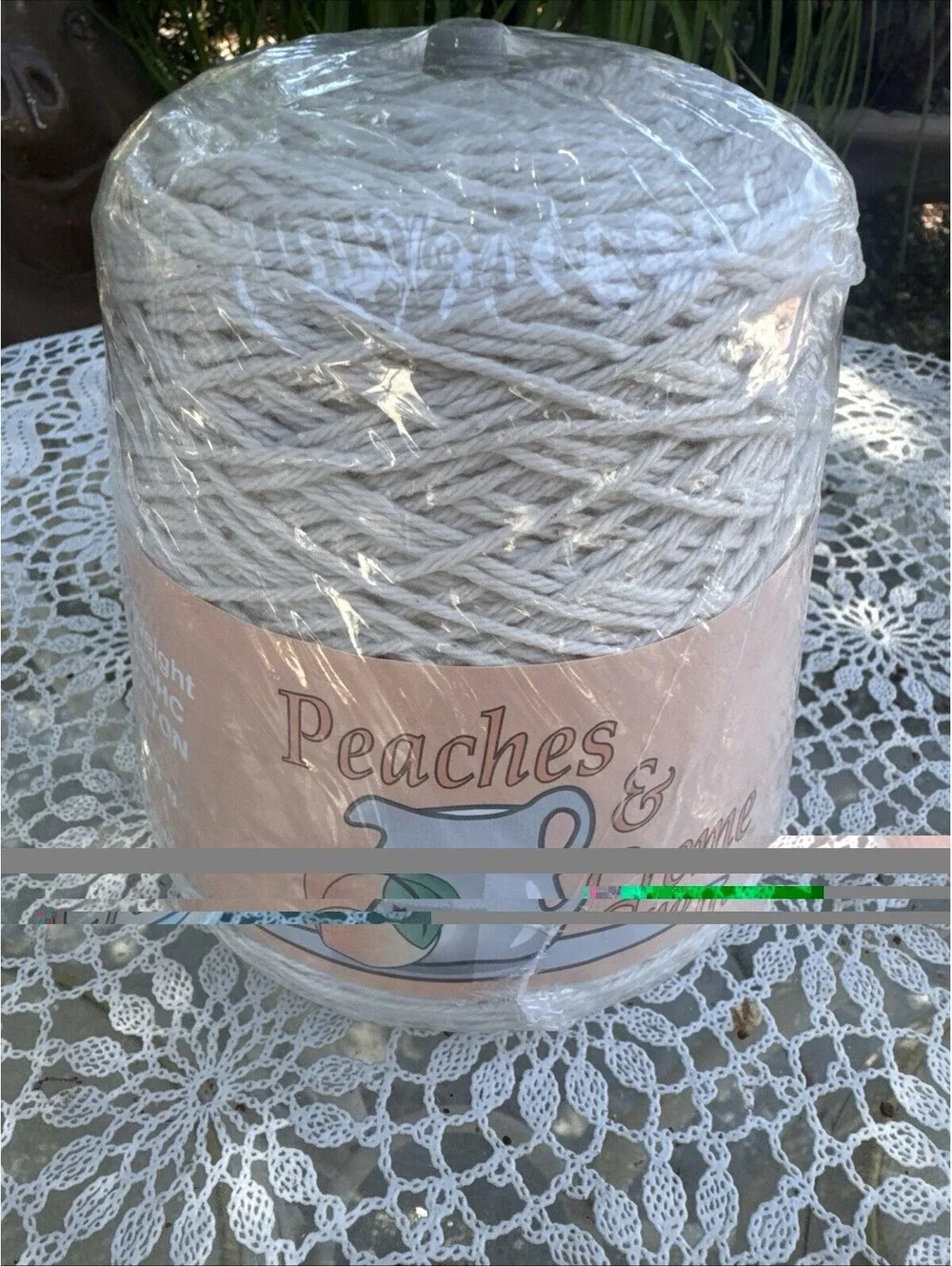 Peaches & Cream Yarn 1 lb. 453g. Cone White 100% Cotton Made in USA  4Ply